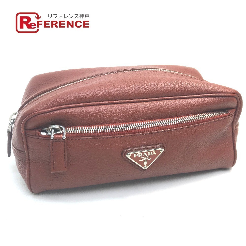 Prada Triangle Pouch Red Leather - image 2